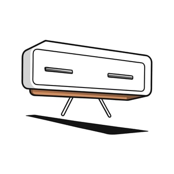 Retro White Dresser with Shadow Illustration for Decor vector