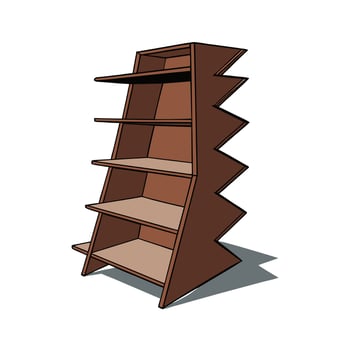Modern Brown Zigzag Shelving Unit Cartoon Illustration vector