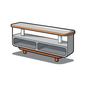 Modern TwoShelf TV Stand, Cartoon Illustration vector
