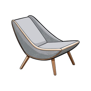 Modern Gray Lounge Chair with Wood Accents and Legs vector