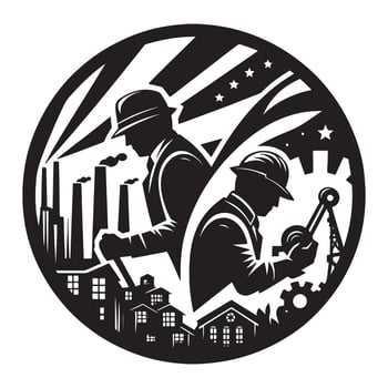 Industrial workers illustration art design for labor day and american industry heritage month, labor day vector