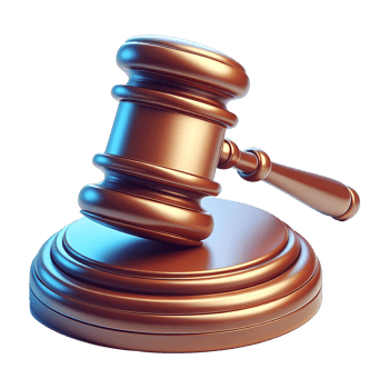 3D Wooden Judge Gavel on Round Base Legal Justice Symbol Illustration Isolated on Transparent Background for Law Court Auction and Decision Making Concepts png