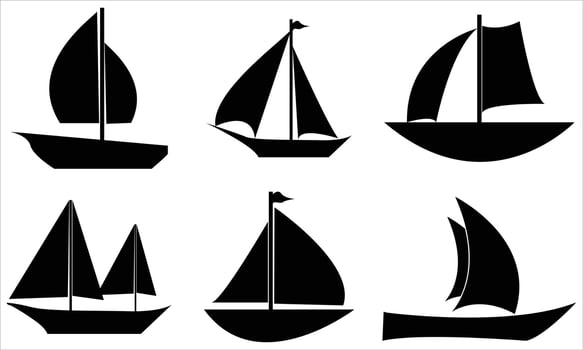 silhouettes of sailing boats vector