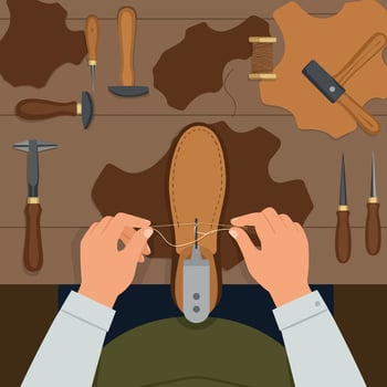 Hand Stitching Leather Shoe Craft Tools Handmade Footwear Repair Illustration vector