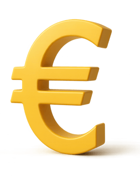3d rendering euro symbol representing european union currency on transparent background png