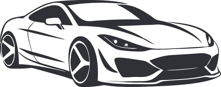 Sport car line art monochrome automotive design illustration vector