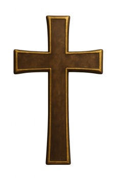 Elegant Wooden Cross with Gold Accents on Transparent Background png