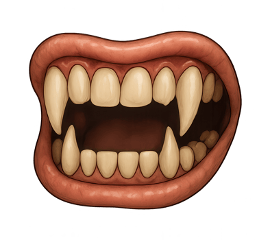 Vampire Mouth Showing Fangs on Transparent Background png