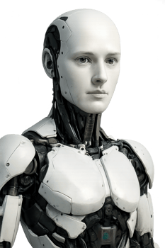 Futuristic humanoid AI robot with transparent background png