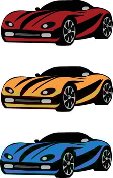 Sport Car Silhouette in Red, Orange, and Blue Color vector