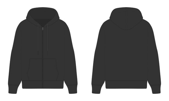 Black hoodie mockup front and back view vector