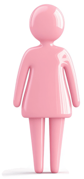 Pink female figure icon, isolated on white. png