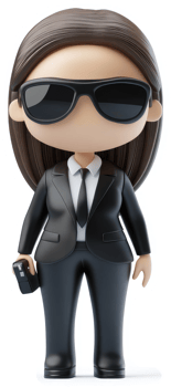 Stylish businesswoman figure in black suit. png