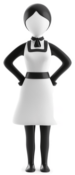Formal figure of a maid in a white apron. png