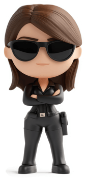 Stylish female character in black attire. png
