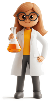 Smiling female scientist holding a beaker. png