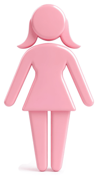Simple, stylized pink female figure icon. png