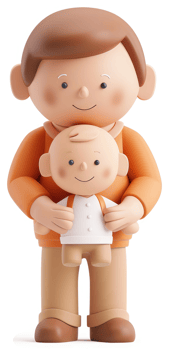 Father carrying a baby, in a loving embrace. png