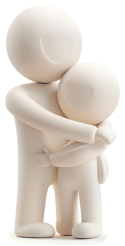 A heartwarming sculpture of a father and son embracing. png