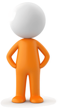 Orange cartoon figure with hands on hips. png