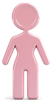 Pink stylized female figure icon, highlighting gender. png