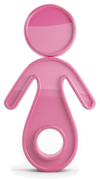 Pink stylized female figure icon, three-dimensional. png