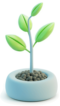 Growing sprout in a light blue pot. png