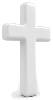 Three-dimensional, white christian cross on a plain background. png