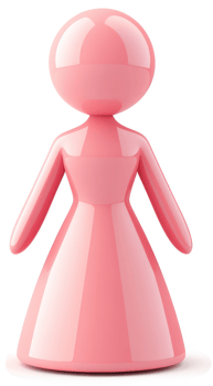 Pink female figurine, simple and stylized. png