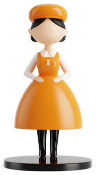 Stylized figure of a cafe worker in an orange apron. png