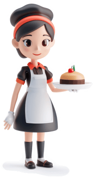 Cartoon girl in uniform holding a dessert. png