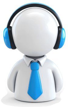 White figure with headphones, representing customer service. png