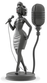 A stylized depiction of a female vocalist with a microphone. png