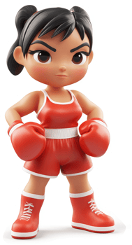 Determined young female boxer, ready for competition. png