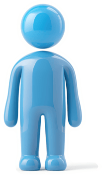 Glossy, light-blue, stylized human figure icon. png