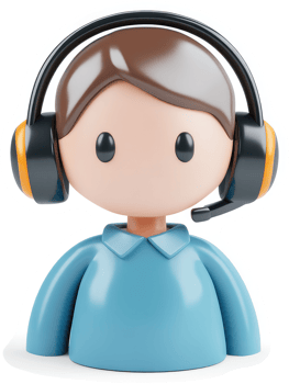 Cartoon character in a headset, ready to provide customer support. png