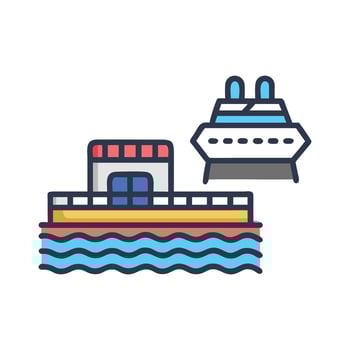 Ferry and Cruise Ship Icons, Modern Transportation Concept vector