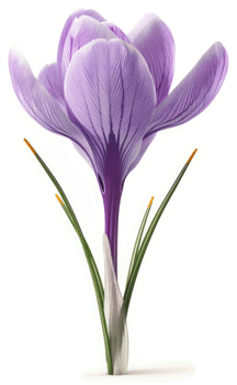 A single, vibrant crocus, showcasing delicate spring colors. png