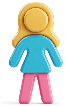 Colorful stylized female figure icon. png