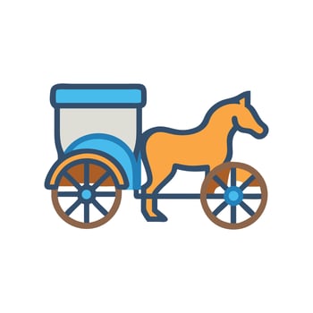 Colorful Horse Drawn Chariot Illustration Against Black vector