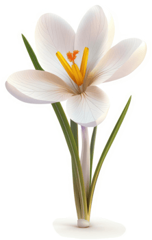 Delicate white crocus blossom in spring. png