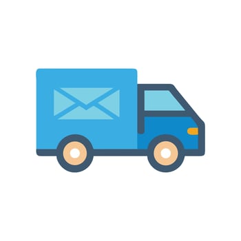 Blue delivery truck with an envelope on the side vector