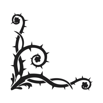 A black ornamental design featuring swirling thorny vines cutouts png