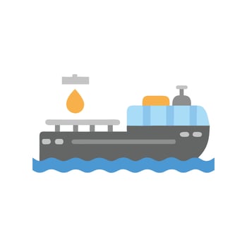Crude oil tanker ship flat icon on black vector