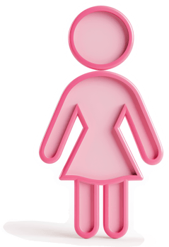 Pink female figure icon, stylized in 3d design. png