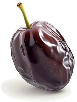 A plump, dark purple plum, detailed illustration. png