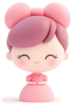 Playful, rosy-cheeked girl figurine with a charming bow. png