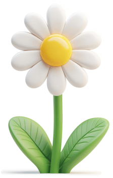 A cheerful, cartoon-style daisy with vibrant colors. png