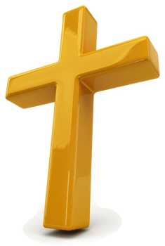 Gold Christian cross symbol of faith and sacrifice. png