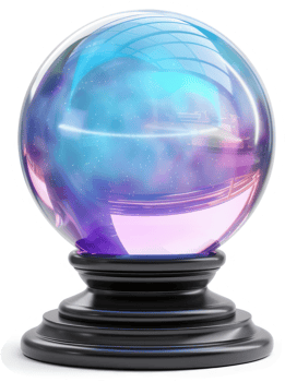 Mystical crystal ball rests on a dark pedestal. png